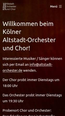 Vorschau der mobilen Webseite altstadt-orchester.de, Kölner Altstadt-Orchester
