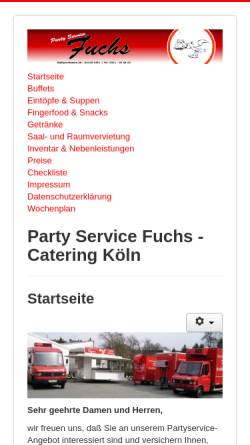 Vorschau der mobilen Webseite catering-koeln.de, Party-Service Fuchs