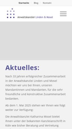 Vorschau der mobilen Webseite lindenundmosel.de, Linden & Mosel