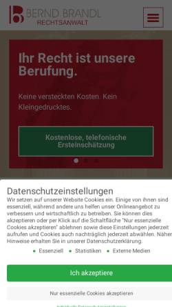 Vorschau der mobilen Webseite rechtsanwalt-brandl.de, Kanzlei Brandl
