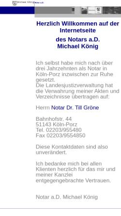 Vorschau der mobilen Webseite www.notar-koenig.de, König, Michael