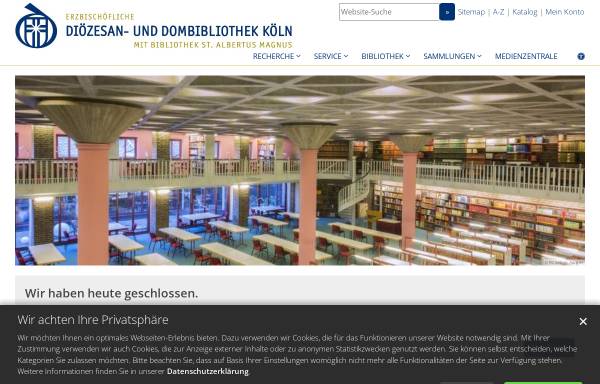 Vorschau von www.dombibliothek-koeln.de, Erzbischöfliche Diözesan- und Dombibliothek