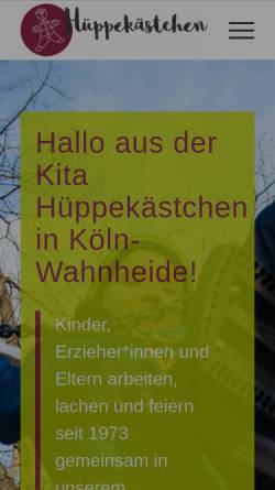 Vorschau der mobilen Webseite www.hueppekaestchen.de, Kindertagesstätte Hüppekästchen e.V.