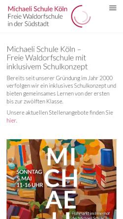Vorschau der mobilen Webseite www.michaeli-schule-koeln.de, Michaeli Schule Köln - Freie Waldorfschule
