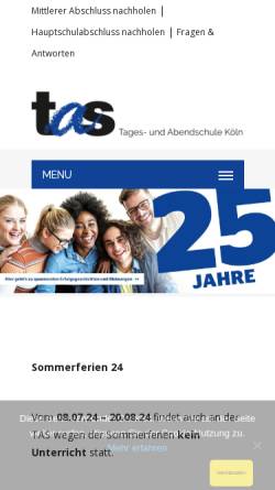 Vorschau der mobilen Webseite www.tas-koeln.de, Tages- und Abendschule Köln