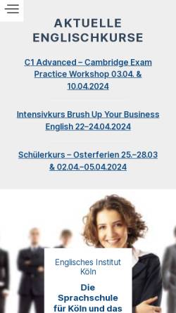 Vorschau der mobilen Webseite englisches-institut-koeln.de, Englisches Institut - School of English GmbH & Co. KG