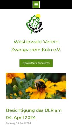 Vorschau der mobilen Webseite www.wanderverein-koeln.de, Westerwaldverein - Zweigverein Köln e.V.