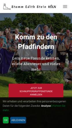 Vorschau der mobilen Webseite pfadfinder-suelz.de, Deutsche Pfadfinderschaft St. Georg (DPSG), Stamm Edith Stein