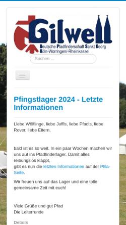 Vorschau der mobilen Webseite www.stamm-gilwell.de, Deutsche Pfadfinderschaft St. Georg (DPSG), Stamm Gilwell