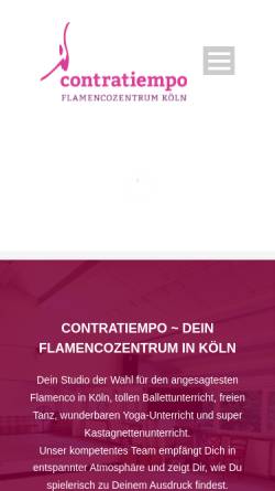 Vorschau der mobilen Webseite www.contratiempo-koeln.de, Contratiempo-Schule für Flamenco und Spanischen Tanz