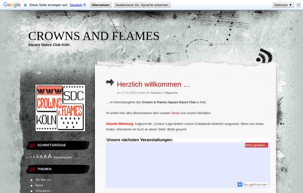 Vorschau von www.crownsandflames.de, Crowns and Flames Square Dance Club Köln e.V.