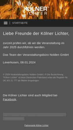 Vorschau der mobilen Webseite www.koelner-lichter.de, Kölner Lichter