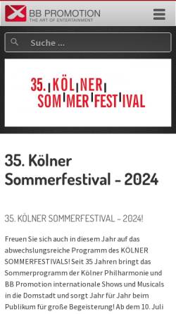 Vorschau der mobilen Webseite www.koelnersommerfestival.de, Kölner Sommerfestival