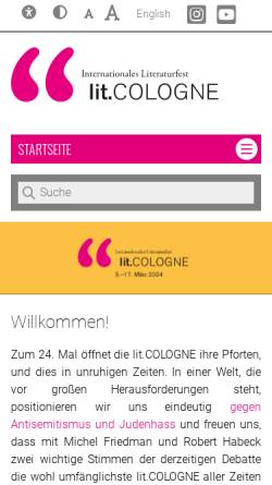Vorschau der mobilen Webseite www.lit-cologne.de, lit.COLOGNE