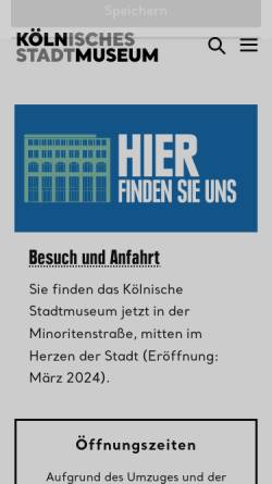 Vorschau der mobilen Webseite www.museenkoeln.de, Kölnisches Stadtmuseum