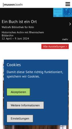 Vorschau der mobilen Webseite www.museenkoeln.de, Museen in Köln