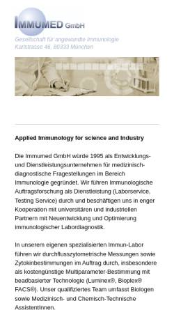 Vorschau der mobilen Webseite www.immumed.de, Immumed GmbH