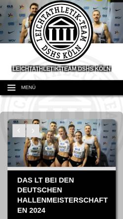 Vorschau der mobilen Webseite www.lt-dshs-koeln.de, Leichtathletik-Team Deutsche Sporthochschule Köln e.V.