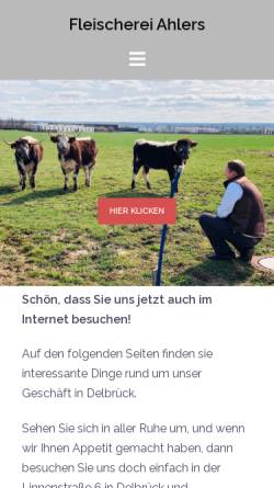 Vorschau der mobilen Webseite fleischerei-ahlers.de, Fleischerei und Partyservice Andreas Ahlers