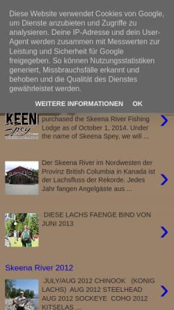 Vorschau der mobilen Webseite skeenariverfishinglodgegerman.blogspot.de, Skeena River Fishing Lodge