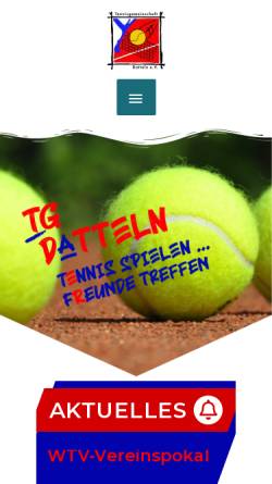 Vorschau der mobilen Webseite tgda.de, Tennis Gemeinschaft Datteln e.V.