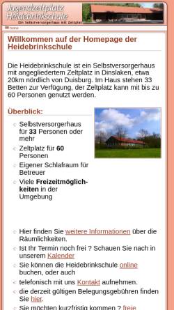 Vorschau der mobilen Webseite www.heidebrinkschule.de, Jugendzeltplatz Heidebrinkschule