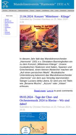 Vorschau der mobilen Webseite www.mvh-dinslaken.de, Mandolinenverein Harmonie 1931 e.V. Dinslaken