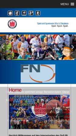 Vorschau der mobilen Webseite www.sus09.de, Spiel- und Sportverein 09 e.V. Dinslaken