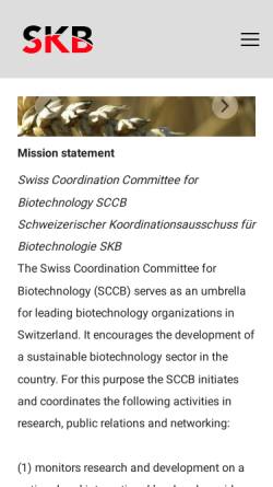 Vorschau der mobilen Webseite www.sk-biotechnologie.ch, Schweizerischer Koordinationsausschuss Biotechnologie (SKB)