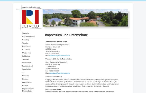 Vorschau von www.realschule1detmold.de, Städtische Realschule I Detmold