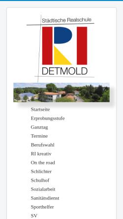Vorschau der mobilen Webseite www.realschule1detmold.de, Städtische Realschule I Detmold