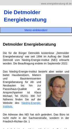 Vorschau der mobilen Webseite www.energieberatung-dt.de, Energieberatung Detmold