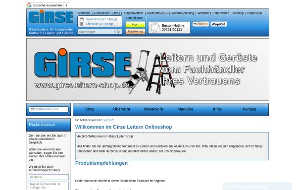 Vorschau von www.girse-leitern.de, Girse Leitern GmbH