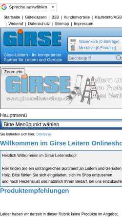 Vorschau der mobilen Webseite www.girse-leitern.de, Girse Leitern GmbH