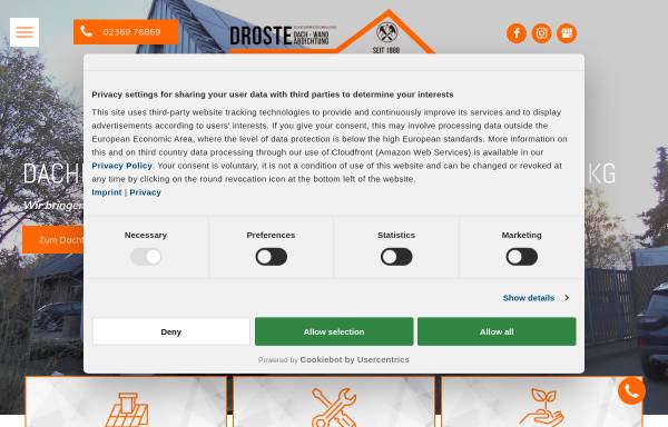 Vorschau von www.dachdecker-droste.de, Dachdeckermeisterbetrieb Droste