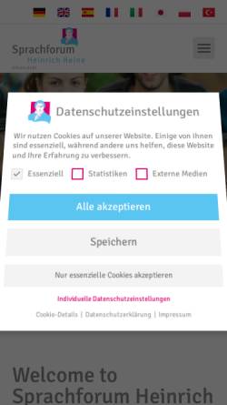 Vorschau der mobilen Webseite www.sprachforum.de, Sprachforum Heinrich Heine
