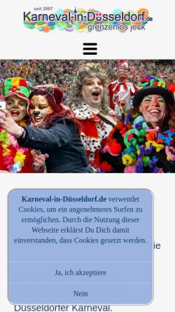 Vorschau der mobilen Webseite www.karneval-in-duesseldorf.de, Karneval in Düsseldorf