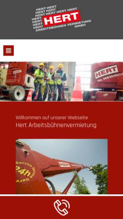 Vorschau der mobilen Webseite www.arbeitsbuehnen-hert.de, Hert Arbeitsbühnenvermietung GmbH