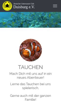Vorschau der mobilen Webseite www.duc-duisburg.de, Deutscher Unterwasser-Club