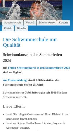 Vorschau der mobilen Webseite www.schwimmschule-seifert.de, Schwimmschule Gabi Seifert