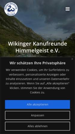 Vorschau der mobilen Webseite www.wikinger-kanufreunde.club, Wikinger Kanufreunde Himmelgeist e.V.