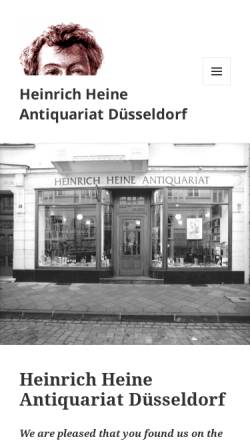Vorschau der mobilen Webseite heineantiquariat.de, Heinrich Heine Antiquariat