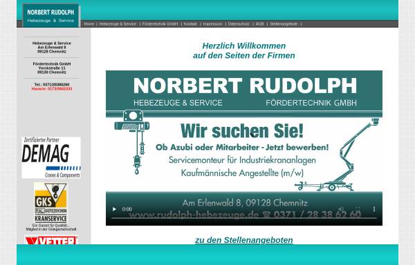 Vorschau von www.rudolph-hebezeuge.de, Norbert Rudolph Hebezeuge & Fördertechnik