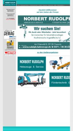 Vorschau der mobilen Webseite www.rudolph-hebezeuge.de, Norbert Rudolph Hebezeuge & Fördertechnik