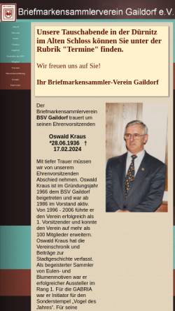 Vorschau der mobilen Webseite www.bsv-gaildorf.de, Briefmarkensammlerverein Gaildorf e.V.