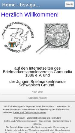 Vorschau der mobilen Webseite www.bsv-gamundia.de, Briefmarkensammlerverein Gamundia 1886 e. V.
