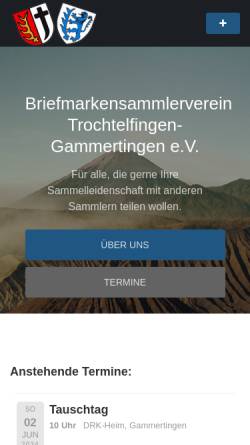 Vorschau der mobilen Webseite briefmarkensammlerverein.de, Briefmarkensammlerverein Trochtelfingen-Gammertingen e. V.