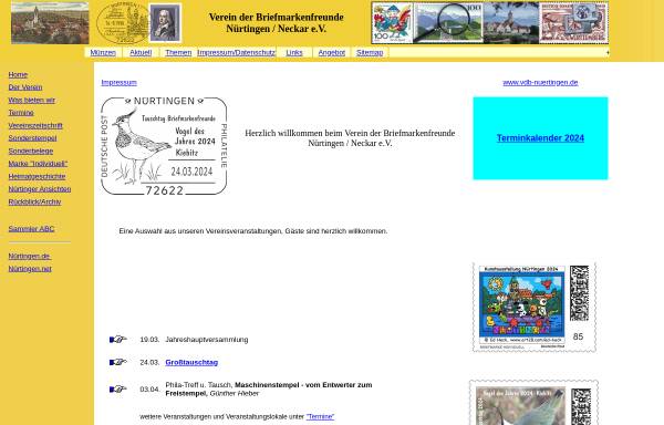 Vorschau von www.vdb-nuertingen.de, Verein der Briefmarkenfreunde Nürtingen