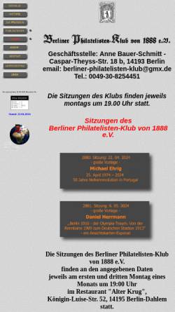 Vorschau der mobilen Webseite www.berliner-philatelisten-klub-1888.de, Berliner Philatelisten-Klub von 1888 e. V.