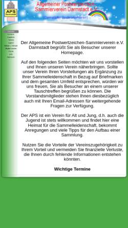 Vorschau der mobilen Webseite www.aps-darmstadt.de, Allgemeiner Postwertzeichen-Sammlerverein e.V. Darmstadt